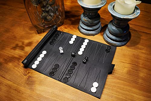 PrimoGames Juego de viaje Backgammon Traveller de viaje – Juego clásico como juego de mesa – Práctico y compacto también como regalo – Juego de dados Tavla para rodar