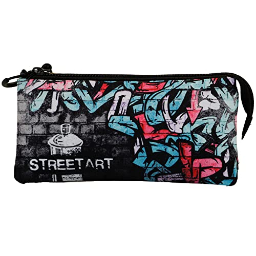 PRODG Street Art-Estuche Portatodo Triple FAN, Multicolor, 23 x 11 cm