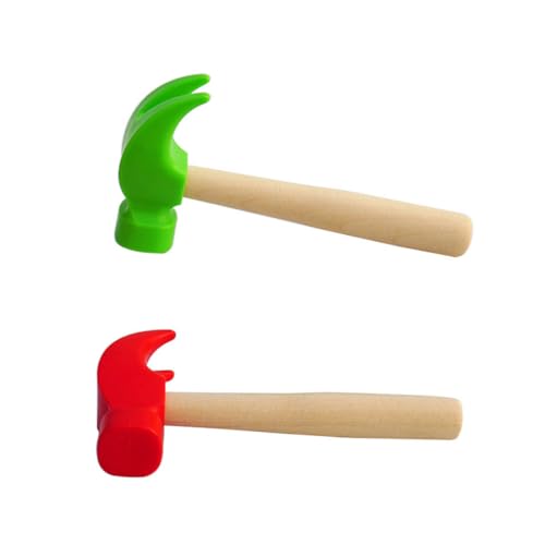 PSOWQ Martillo de Juguete de Madera para niños 2 Piezas, Juguete para Golpear con mazo, Herramienta de Mantenimiento, mazo de Langosta y Cangrejo,Juguete Educativo Creativo para niños - Rojo/Verde