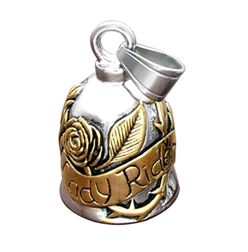 Publisit Campanilla Lady Rider Motarde + anillo de 3,2 cm, protección para motociclistas, Gremlin Bells, Guardian Bells, Spirit Bells (Style 5) Plata L