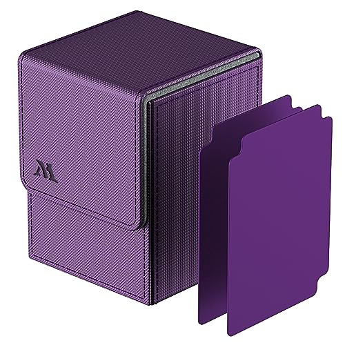 Pulchra Estuche para TCG, Magnetic Flip Box con 2 Divider, Tamaño Grande para Tiene hasta más de 110 cartas, Deck Box - Maravilloso (Morado)