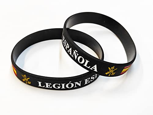 Pulsera de Goma de Silicona Gruesa con diseño de Legión Española con Escudo y Bandera - 1 Unidad