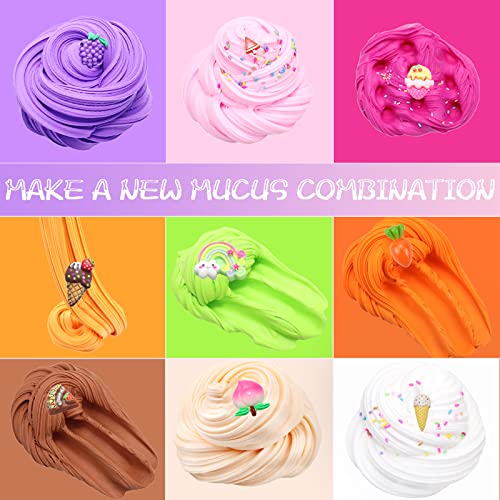 Purpledi 35 Kits de Fluffy Butter Slime, Slime para niñas y niños, Incluye Abalorios de Limo de Helados de Frutas, etc, súper elástico y Antiadherente, Juguete para aliviar el estrés