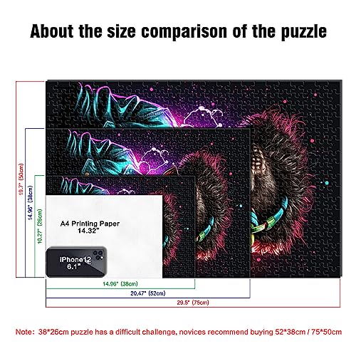 Puzles para adultos y niños, auriculares de mono, música DJ, rompecabezas de madera, rompecabezas de 1000 piezas para adultos y niños, juego desafiante, 75 x 50 cm.