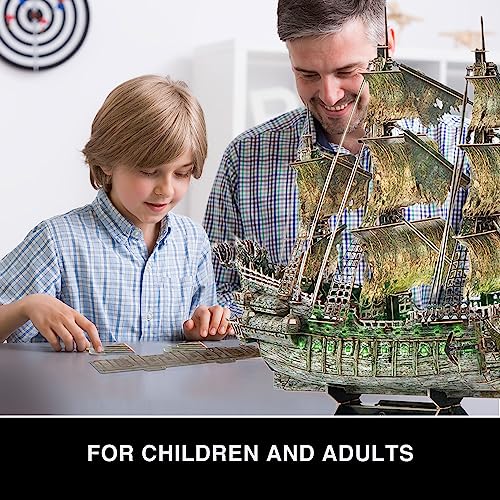 Puzzle 3D Barco Pirata Holandés Errante - Maquetas para Construir Adultos Y Niños | Maqueta Barco Puzzles 3D | Maquetas para Montar | 360 Piezas | 240 Min De Montaje