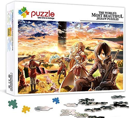 Puzzle Anime Sword Art Online, Puzzle 1000 Piezas para Adultos, Rompecabezas de Niños Juguetes de Juego Divertidos Casuales para Adolescentes Adultos para La Decoración de Familiares Y Amigos 70X50cm