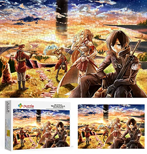 Puzzle Anime Sword Art Online, Puzzle 1000 Piezas para Adultos, Rompecabezas de Niños Juguetes de Juego Divertidos Casuales para Adolescentes Adultos para La Decoración de Familiares Y Amigos 70X50cm