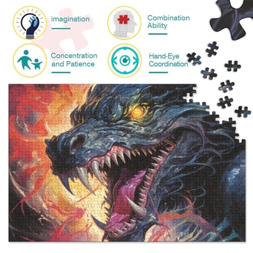 Puzzle De Colourful Dragon, Puzzle para Adultos, Impossible Rompecabezas, Colorido Juego De Habilidad para Toda La Familia, Spits out Lasers from Its Mouth The Representative of Evil – Puzzle para A