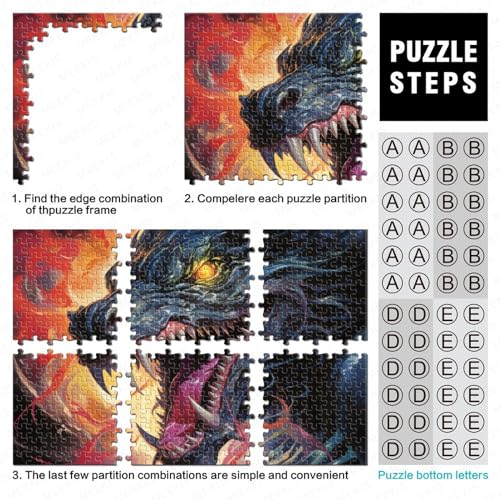 Puzzle De Colourful Dragon, Puzzle para Adultos, Impossible Rompecabezas, Colorido Juego De Habilidad para Toda La Familia, Spits out Lasers from Its Mouth The Representative of Evil – Puzzle para A