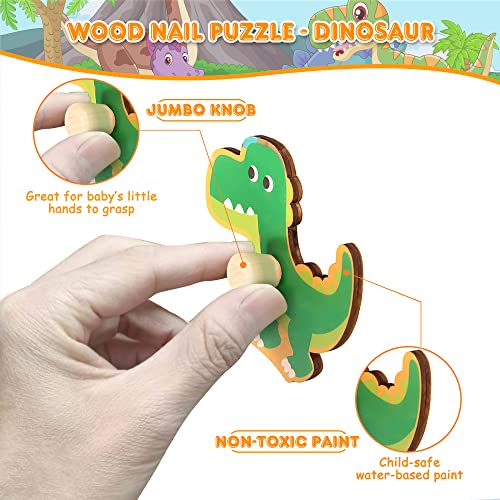 Puzzles de Madera Juegos Educativos Rompecabezas Madera Aprendizaje Temprano Juego Educativo Juguetes Educativos Montessori Juego de Regalo para Niños Niñas 2 3 4 Años (Dinosaur)