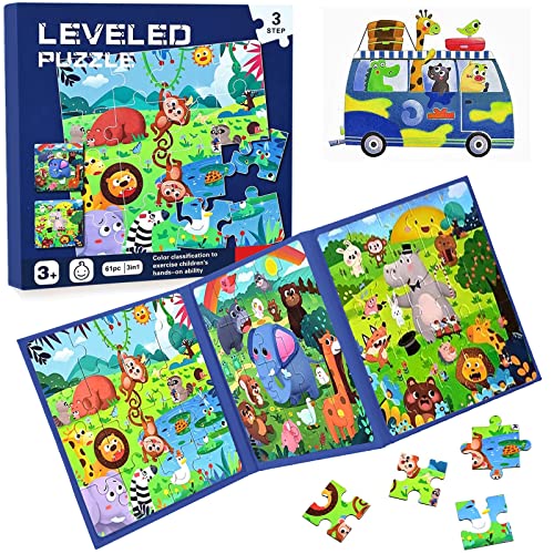 Puzzles Magnético,Puzzles Infantiles,Juguete Educativo Montessori,Juguetes Montessori,Puzzles Educativos para Bebé,Animales Rompecabezas,Juguetes niños 3 4 5 años（Bosques）