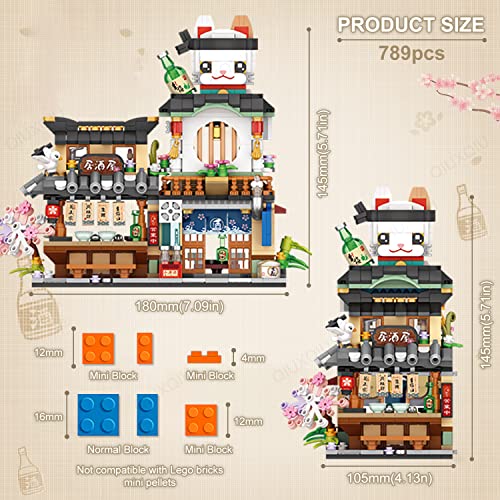 QIUXQIU Juguetes de bloques de construcción, vista japonesa Izakaya Shop Mini Ladrillos Modelo, MOC Creative DIY Simulación Arquitectura Mini Partículas Construcción Construcción Juguete Nuevo