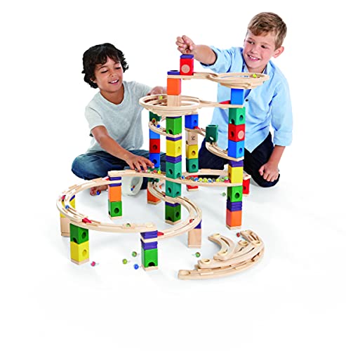 Quadrilla QUA-E6008 Wooden Marble Run Builder-Cyclone Wooden Safe Play-Smart Play for Smart Family-Quality Time Playing Together