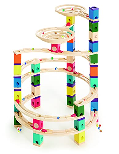 Quadrilla QUA-E6008 Wooden Marble Run Builder-Cyclone Wooden Safe Play-Smart Play for Smart Family-Quality Time Playing Together