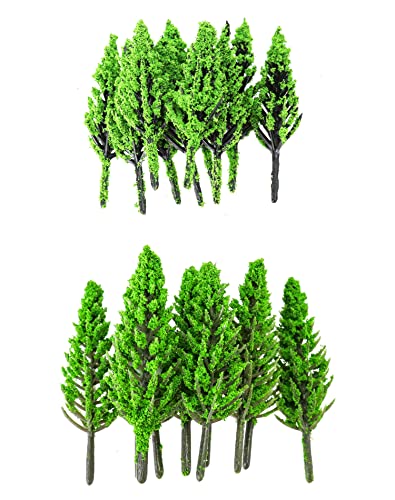 QWORK 50 Piezas árboles Modelo en Miniatura, árboles Modelo de simulación, plástico, para Modelo de Mesa de Arena, decoración de Escena, 4 tamaños