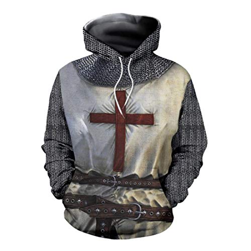 QYIFIRST Sudadera con capucha para hombre con estampado de caballeros templarios, poliéster, forro polar, informal, para viajes, para exteriores, color negro, 5XL