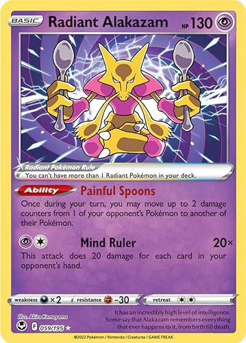 Radiant Alakazam 059/195 - Ultra Rare - Silver Tempest - Inglés + Heartforcards® Toploader