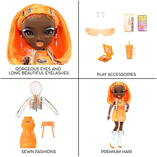 Rainbow High Fashion Doll - Michelle ST.Charles - Muñeca Naranja - Look de Moda y 10+ Accesorios de Juego Coloridos - para Coleccionistas y Niños de 4 a 12 Años