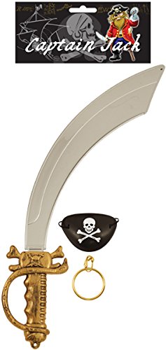 Range Wholesale Pack de 12 Espada del Pirata con el Eyepatch - y Pendiente del Partido de Halloween para Adultos, Disfraz