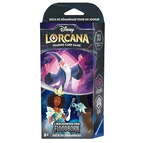 Ravensburger-Disney Lorcana TCG El Ascenso de Floodborn-Juego de Cartas Coleccionables -JCC-Deck de Inicio Amatista & Acero-Desde 8 Años- Versión en español