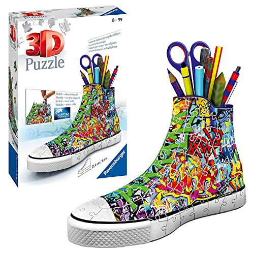 Ravensburger Puzzle 3D 12535 Graffiti Sneakers de , con Forma de Zapatillas de Deporte, de 108 Piezas