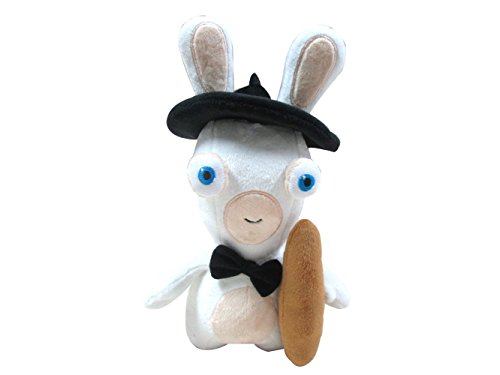 Raving Rabbits Raving Rabbids Peluche Francés (28 cm), Rabbids Raving Rabbids, 28 cm, Disfrazado de arquetípico francés con Baguette, KH00258