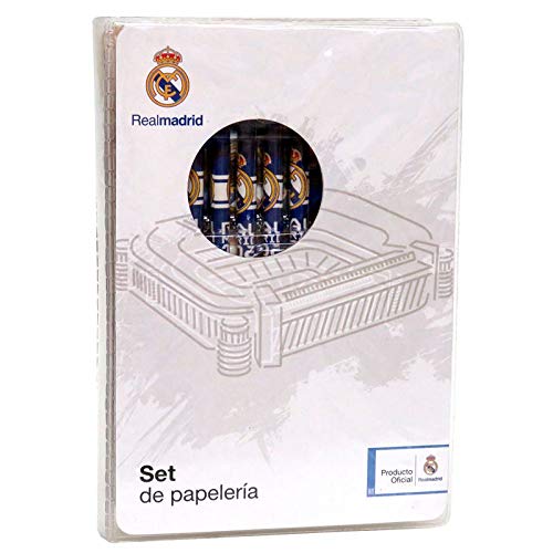 REAL MADRID CF - Set de Papelería, Maletín de Dibujo de 25 Piezas, Producto Oficial (CyP Brands)