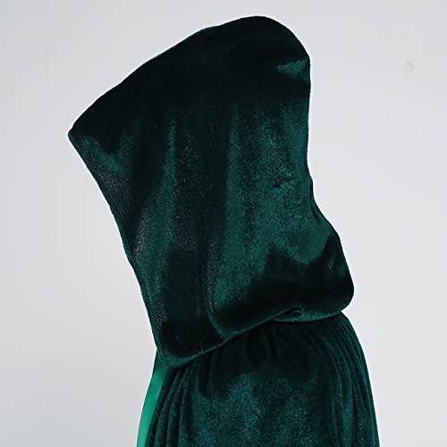 Regenboog Capa con capucha de terciopelo de 31.5 pulgadas, capa para niños y mujeres, capa de Navidad de Halloween, disfraces, mascarada, mago, bruja, vampiros (80 cm, verde)