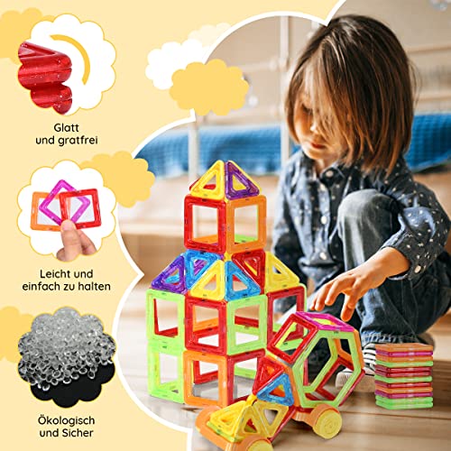 RELAX4LIFE 158 x Bloques Construcción para Niños, Construcciones Magneticas para Niños Más de 3 Años, Juguete Educativo de ABS para Niñas y Niños, Reglo para Niños, Multicolor