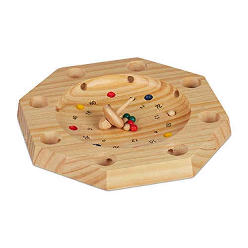 Relaxdays, 3x28 cm Ruleta de Madera Tirolesa, para niños y Adultos, Marrón Natural