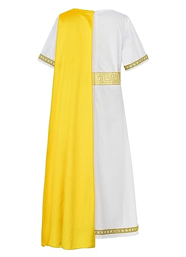 ReliBeauty Disfraz Griego Niño Toga Griega con Corona Laurel Traje Romano Infantil Vestido de Dios Griego Carnaval, 11-12 años(150cm)