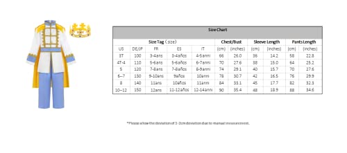 ReliBeauty Disfraz Príncipe Niño con Capa y Corona 5-6 años(110cm)