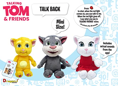 Relsy Talking Friends Minis Talking Tom - Peluche interactivo de 10 pulgadas con Talkback de 25 cm de alto