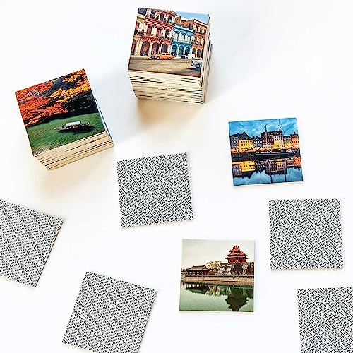 Remember World Tour Memospiel - Juego de Memoria para Adultos y niños a Partir de 4 – 44 Pares de imágenes, práctica Caja magnética, Idea de Regalo para los Amantes de los Viajes