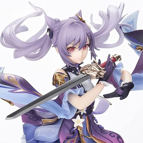 REOZIGN Genshin Impact Figures, Keqing Figure Toy 28cm / 11inch Nimble en Mientras Lightning Keqing Cosplay PVC Action Figure Modelo Figuras para ventiladores de anime