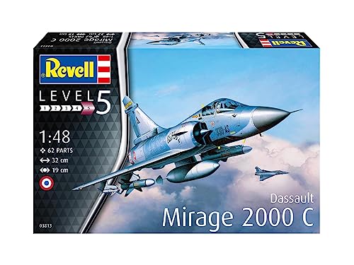 Revell Dassault Mirage 2000C I Kit de construcción de avión de nivel 5 detallado I 150 piezas I escala 1:48 I para niños y adultos a partir de 13 años, mediano