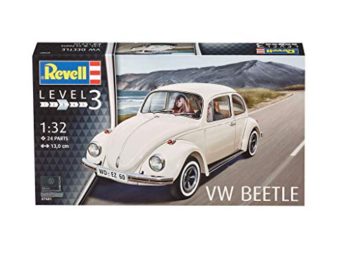 Revell Volkswagen Maqueta VW Beetle, Kit Modelo, Escala 1:32 (7681)(07681), Color Blanco, 13,0 cm de Largo