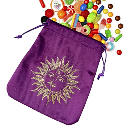 Richolyn - Bolsa con terciopelo para regalo tarot luna y estrellas lujo terciopelo suave y tarot bolsas con cordón, bolsa almacenamiento regalo tarot impresión