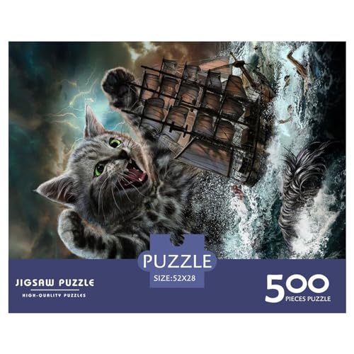 Rompecabezas para Adultos Monster Titan Cat Kraken Jigsaw para Adultos Niños Rompecabezas Juguetes Juegos Familiares Rompecabezas Decorativo para el hogar (tamaño 52x38cm)