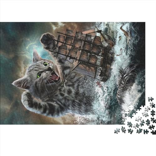 Rompecabezas para Adultos Monster Titan Cat Kraken Jigsaw para Adultos Niños Rompecabezas Juguetes Juegos Familiares Rompecabezas Decorativo para el hogar (tamaño 52x38cm)