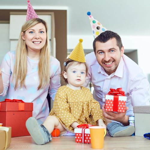 RONGWANGFU 11 sombreros de fiesta de cumpleaños con pompones, sombreros de fiesta, gorros de cono, sombrero de cumpleaños, corona de cumpleaños para niños, decoración para cumpleaños infantiles, 26 ×