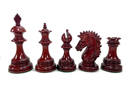 ROOGU Royal Valencia - Juego de figuras de ajedrez de lujo PADAUK de 4,5 pulgadas, hecho a mano, madera de la India