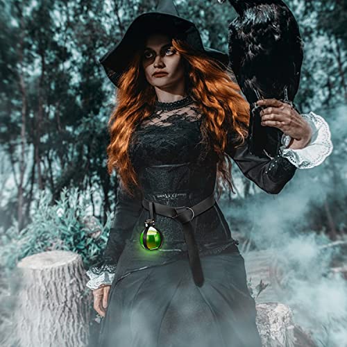 RoserRose Traje de nigromante de Halloween, ropa medieval, con 250 ml de superficie de poción mágica, medieval, lazo para cosplay, magos, accesorios de disfraz de bruja (negro)