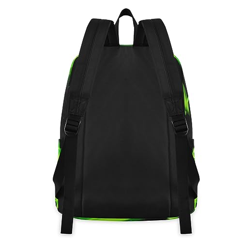 RPLIFE Juego de mochilas para niños con diseño de dragón de fuego verde brillante, impermeable, mochila escolar para niñas, mochila para niñas con lonchera, Dragón de fuego verde brillante, Talla