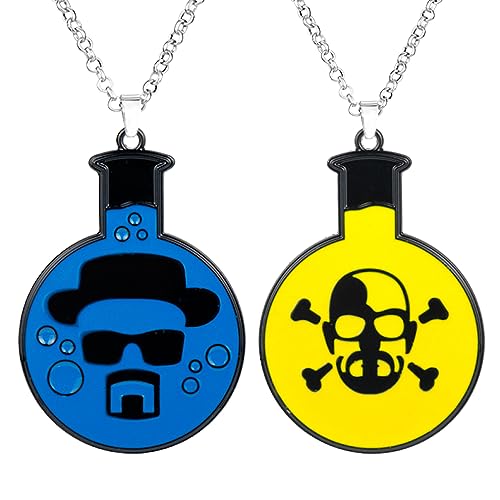 RuBeru 2 collares con colgante de calavera blanca vieja de Breaking Bad para cosplay, niños y niñas, Zinc