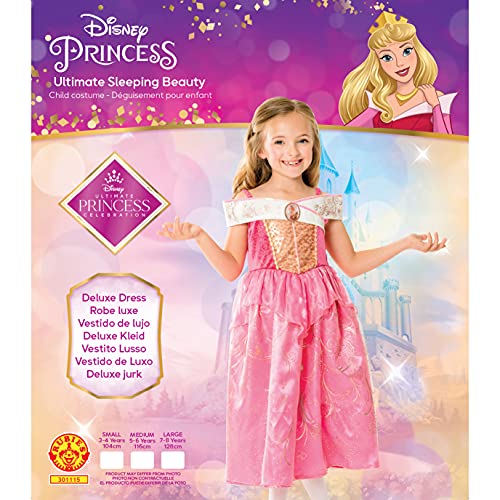 Rubie's 3011153-4 Disfraz oficial de Disney Ultimate Princess Deluxe Aurora para niñas, disfraz infantil, multicolor, talla S