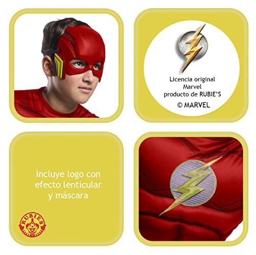 Rubies Disfraz Flash Black Line para niños, Jumpsuit con pecho musculoso y máscara, Oficial DC Comics, Warner Bros, para Halloween, Carnaval, Navidad y cumpleaños, 702262-L