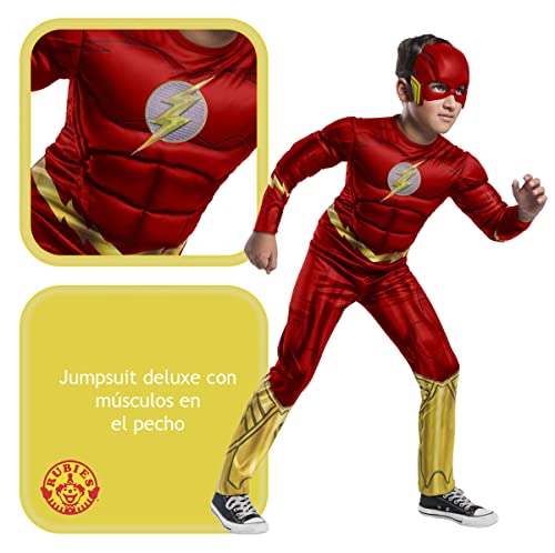 Rubies Disfraz Flash Black Line para niños, Jumpsuit con pecho musculoso y máscara, Oficial DC Comics, Warner Bros, para Halloween, Carnaval, Navidad y cumpleaños, 702262-L