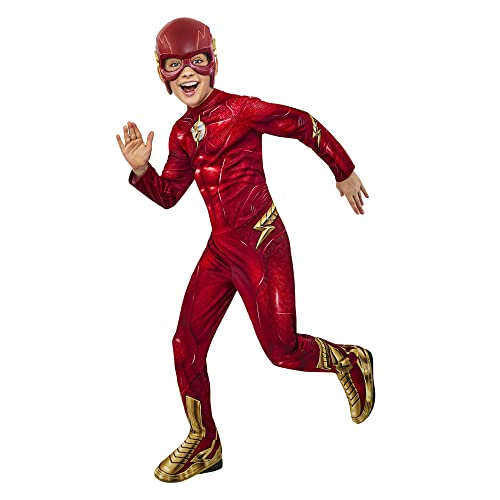 Rubies disfraz The Flash Classico para niño, Jumpsuit estampado con cubrebotas y antifaz, Oficial DC, para Carnaval, Navidad, Cumpleaños, Fiestas y Halloween, XS