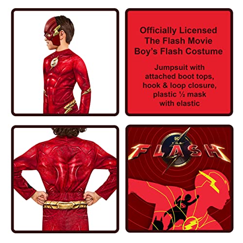 Rubies disfraz The Flash Classico para niño, Jumpsuit estampado con cubrebotas y antifaz, Oficial DC, para Carnaval, Navidad, Cumpleaños, Fiestas y Halloween